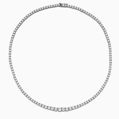 Rhodium Plated Sterling Silver Graduated Moissanite Tennis NeckLace