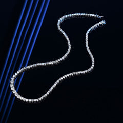 Rhodium Plated Sterling Silver Graduated Moissanite Tennis NeckLace