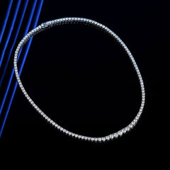 Rhodium Plated Sterling Silver Graduated Moissanite Tennis NeckLace