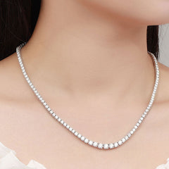 Rhodium Plated Sterling Silver Graduated Moissanite Tennis NeckLace