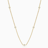 Rolo Chain Rhodium Plated Sterling Silver Moissanite Droplet Station NeckLace