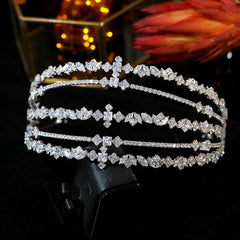 Shiny Crystal Embellished Multi Layered Bridal Headband - Silver