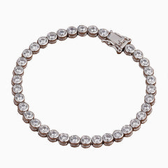 Shiny Sterling Silver Round Bezel 3MM Cubic Zirconia Tennis Bracelet