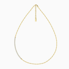 Sparkle Cubic Zirconia Sterling Silver Paper Clip Link Choker NeckLace