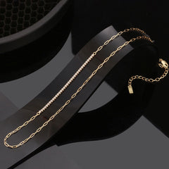 Sparkle Cubic Zirconia Sterling Silver Paper Clip Link Choker NeckLace