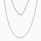 Sparkle Rhodium Plated Sterling Silver 2MM Singapore Chain NeckLace