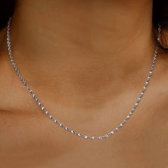 Sparkle Rhodium Plated Sterling Silver 2MM Singapore Chain NeckLace