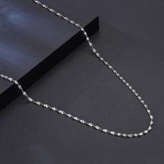 Sparkle Rhodium Plated Sterling Silver 2MM Singapore Chain NeckLace