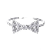 Sparkly Crystal Embellished Bow Detail Choker NeckLace - Silver