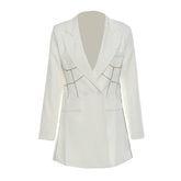 Zweireihiger Blazer mit glitzernden Kristallen und steigendem Revers