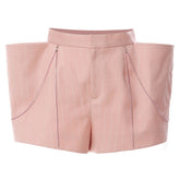 Glitzernde, gestreifte Cargo-Shorts mit hoher Taille, Strasskette und maßgeschneiderter Tasche