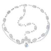 Sparkly Teardrop Pendant Crystal Embellished Layered Bridal Head Chain - Silver