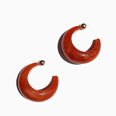 Boucles d'oreilles créoles épaisses en acrylique avec croissant de lune et rubis STAND BY YOU