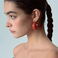 Boucles d'oreilles créoles épaisses en acrylique avec croissant de lune et rubis STAND BY YOU