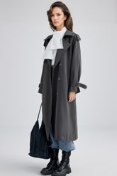 Zweireihiger, schlichter Trenchcoat - Grau