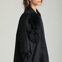 CHEMISE BOUTONS NOIRE AVEC FLEURS