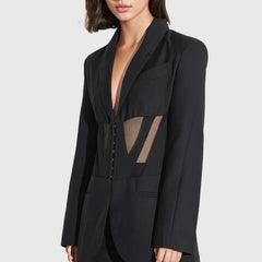 Blazer noir avec taille en maille