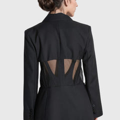 Blazer noir avec taille en maille