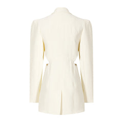 Unique Side CutOut Single Breasted Puff Sleeve Layered Bustier Tailored Blazer