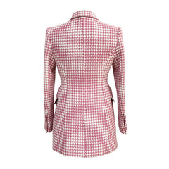 Blazer en laine à double boutonnage et revers en pointe à imprimé pied-de-poule vintage