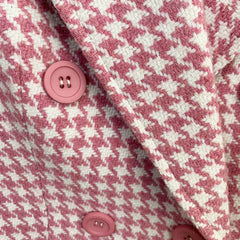 Blazer en laine à double boutonnage et revers en pointe à imprimé pied-de-poule vintage