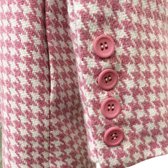 Blazer en laine à double boutonnage et revers en pointe à imprimé pied-de-poule vintage