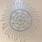 Vintage Faux Pearl Beaded Rhinestone Caged Tassel Flapper Headpiece - Silver