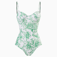 Maillot de bain une pièce à armatures et décolleté en cœur à imprimé vintage