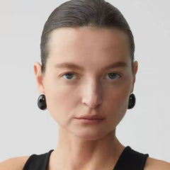 Boucles d'oreilles à tige vintage en argent sterling poli avec onyx bicolore