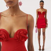 HANNA RED BODYSUIT and Skirt with ROSE BOWS 2 PIECE SET