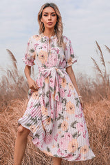 Tie Detail Floral Boho Dress