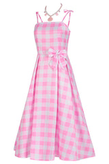 Robe à carreaux rose du film Barbie Margot