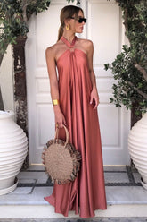 Ofelia Neckholder-Maxikleid mit Schleife