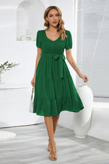 Gestuftes Skaterkleid mit Smokarbeit