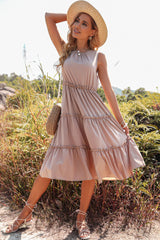 Keyhole Back Ruffle Hem Dress