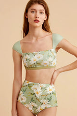 Ensemble de bikini à encolure carrée vintage violet