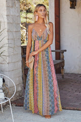 Printed Bohemian Slip Maxi Dress