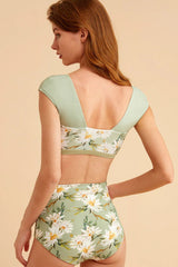 Ensemble de bikini à encolure carrée vintage violet