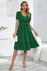 Gestuftes Skaterkleid mit Smokarbeit