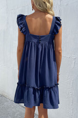 Robe à volants unie avec smocks