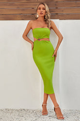 Twist Detail Cut Out Midi Dress