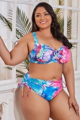 (L-4XL) Blumen-Bikini-Set mit verstellbaren Seiten