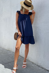 Robe à volants unie avec smocks