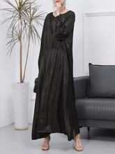 Robe trapèze longue à col en V et ample pour femme