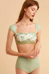 Ensemble de bikini à encolure carrée vintage violet