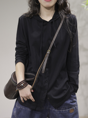 Cardigan élégant boutonné devant manches longues chemise à capuche