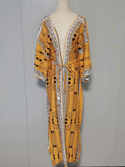 Robe longue kimono en polyester imprimée de différentes couleurs