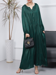 Robe trapèze longue à col en V et ample pour femme