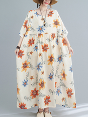 Belles robes à fleurs pour femmes, robe longue de plage à manches courtes multicolore