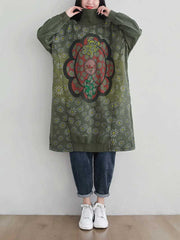 Robe mi-longue à col roulé imprimée Make Your Dreams